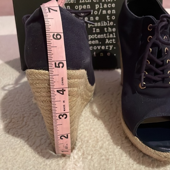 Gently worn Navy Wedge Heeled Open Toe Espadrilles by MRKT. Sz8 - Picture 3 of 8
